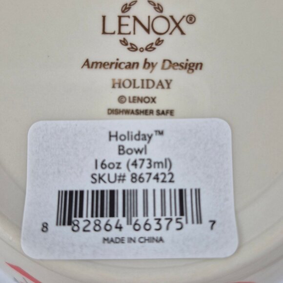 Lenox Holiday Bowl American By Design Holiday Pattern 16 oz - Picture 14 of 16